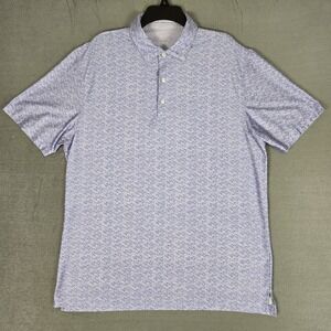 Hickey Freeman Polo Shirt Mens Large Purple Performance Geometric Travel Print